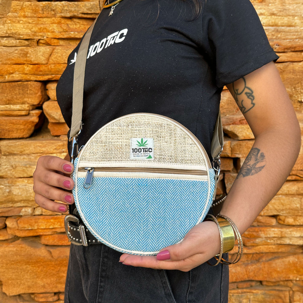 Shoulder Bag Redonda de Cânhamo 100THC com Alça Ajustável